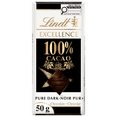 thumbnail image 1 of Lindt EXCELLENCE 100% Cacao Dark Chocolate Bar, 50 Grams, 1 of 13