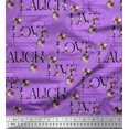 thumbnail image 1 of Soimoi Purple Velvet Fabric Floral Love Text Decor Fabric Printed Yard 60 Inch Wide, 1 of 5