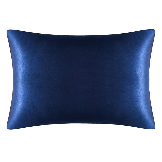 Both Sides Natural Pure Silk Pillowcase for Hair and Skin, 600 Thread Count 50X75cm-Navy Blue