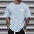 thumbnail image 2 of Caqnni Men's Texture Optimized Plus Size Tee Gentle Massage Effect Fabric Crew Neck Shirt for Relaxed Days and Sensitive Skin(Light Blue,2XL), 2 of 3