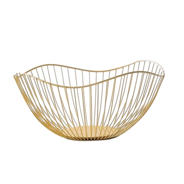 kurtrusly Sturdy And Durable Metal Fruit Baskets Large Capacity Open Wire Exquisite Appearance Wide gold Straight large 1Set