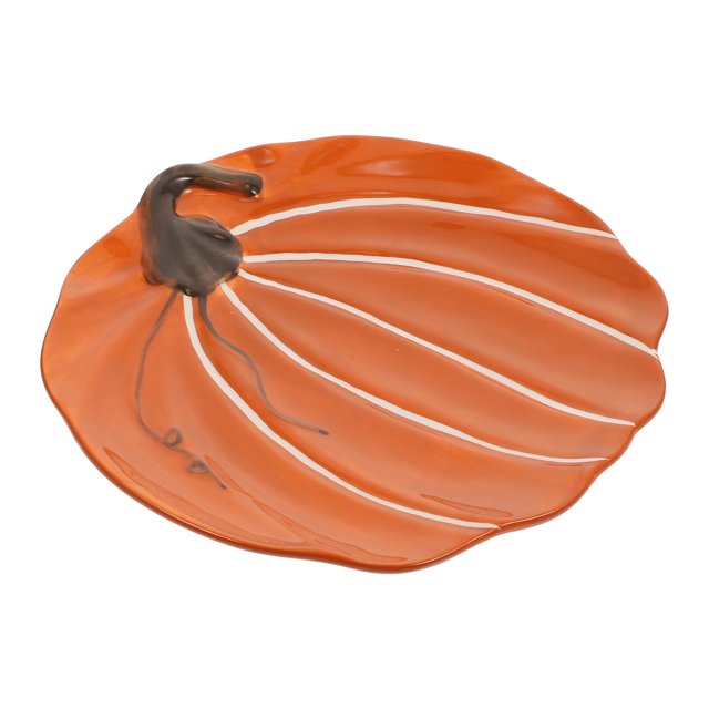 MasteelfCA 1Pc Creative Pumpkin Shaped Plate Ceramic Breakfast Holder for Table (Yellow)