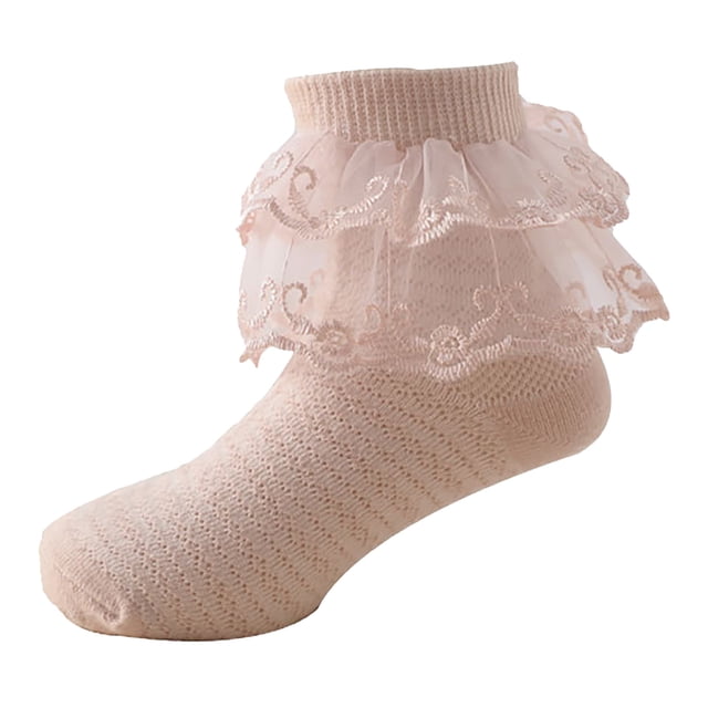 Zanarzt Toddler Ruffle Socks Toddler Socks Floor Socks Lace Socks with Ripple and Ruffle Socks for Toddler Girls Multi-color,6-8 Years