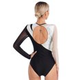 thumbnail image 2 of Alvivi Justaucorps de Gymnastique pour Femmes Justaucorps de Gymnastique à Manches Longues Costume de Performance d'Acrobatie de Ballet Argent TG, 2 of 7