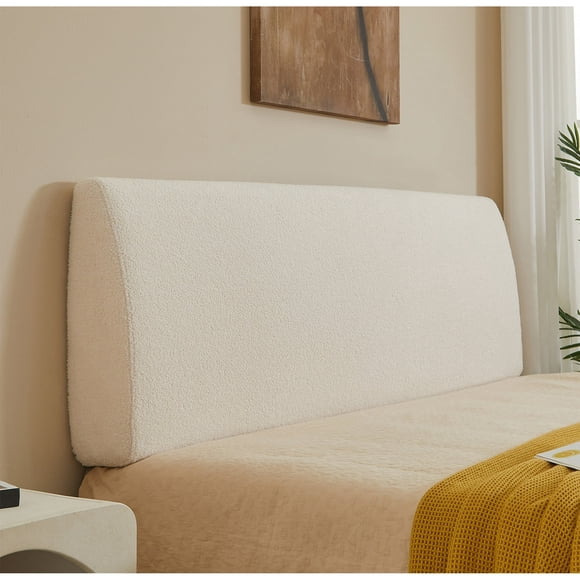 Pinmoco Upholstered Foam Headboard for King Bed, Height Adjustable and Ergonomic Head Board, Teddy Velvet White