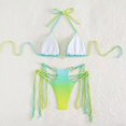 thumbnail image 4 of Maillots de Bain Trois Pièces pour Femmes, Bikini Triangle à Dos Nu Imprimé avec Paréo, 4 of 4