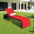 thumbnail image 3 of Gymax Adjustable Rattan Patio Recliner Chaise Lounge Chair w/ Red Cushion, 3 of 9