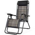 thumbnail image 2 of Costway Patio Rattan Zero Gravity Lounge Chair Folding Recliner W/Headrest Mix Gray, 2 of 9