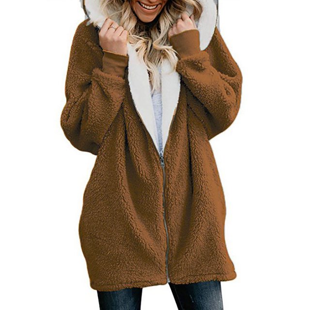 Cardigan Grande Taille pour Femmes Manteau à Capuche à Fermeture à Glissière Surdimensionné avec Poche en Liquidation
