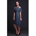 thumbnail image 2 of Bimba Robe Midi à Manches Volantées pour Femmes, Tunique Évasée à Épaules Dénudées à Imprimé Bloc - Très Petit, 2 of 6