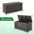 thumbnail image 3 of Gymax Tightly-Woven Rattan Deck Box w/ Polyester Liner Universal Wheels & Gas Strut Brown, 3 of 10