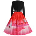thumbnail image 4 of Pisexur Robe de Noël pour Femmes - Col, Imprimé de Noël, Manches Longues, Taille Haute, Robe d'Invitée de Mariage pour Femmes, Robe Évasée de Fête de Noël, 4 of 8