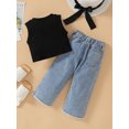 thumbnail image 3 of Faithtur Kids Girls Clothes Suits Solid Color Ribbed Sleeveless Tank Tops and Heart Print Jeans Denim Pants 2Pcs Suit, 3 of 9