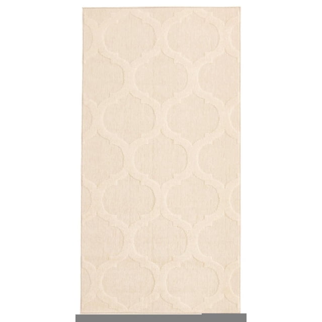 ECARPET Intérieur/extérieur pour Balcon, Patio et Jardin Cambridge Tapis Ivoire avec un Motif de Treillis Géométrique Subtil Asymétrique en Tons Neutres, Conçu pour une Utilisation Polyvalente Intérieure et Extérieure Incluant patios, Balcons et Salons, Convient aux Zones Occupées de la Famille et Adaptées aux Animaux de Compagnie.