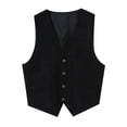 thumbnail image 1 of Kcodviy Mens Gentlemens Plays Suede Winter Chore Coat Retro V Neck Solid The Jacket Color Pocket Button Leather Cole Jacket Vest, 1 of 9