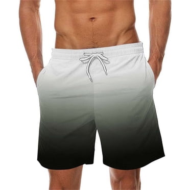 LOVZFMLL Men's Swim Trunks Quick Dry Swim Shorts for Beach and Swimming Gradient Color Bathing Suits with Pockets White XXL