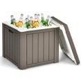 thumbnail image 1 of Gymax Glacière de Patio 10 Gallons pour Glaçons, Table Tabouret de Rangement avec Poignée, Brun, 1 of 10