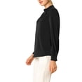 thumbnail image 4 of INSPIRE CHIC Women's Keyhole Stand Collar Pleated Back Button Blouse Tops, 4 of 6