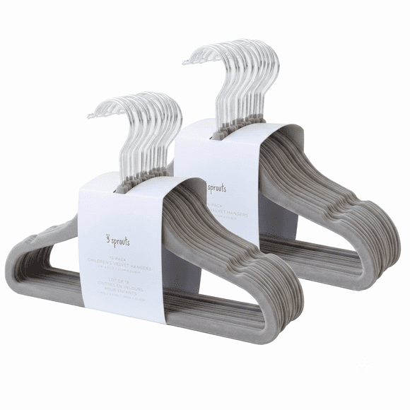 3 Sprouts Baby Velvet, Non-Slip Clothes Hangers - Pack of 30 - Dark Gray