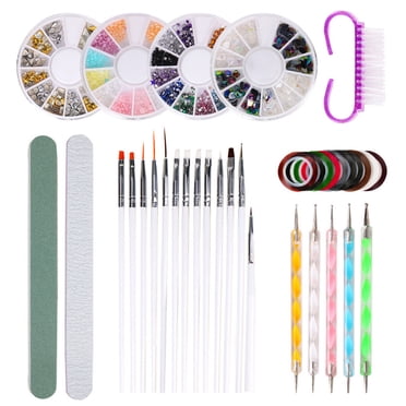 EGNMCR Nail Art Kit Brush Tips Pen Rhinestones Decorations Nail Files Tools Sets Nail ar
