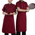 thumbnail image 4 of Chef Short Sleeve Breathable Breasted Cooking Clothes Catering Coffee Shop Uniform Summer Bakery Unisex Workwear Restaurant Kitchen Red 4XL, 4 of 6