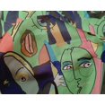 thumbnail image 5 of oneOone Silk Tabby Sea Green Fabric Abstract Comic Face Sewing Craft Projects Fabric Prints By Yard 42 Inch Wide, 5 of 5