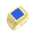 thumbnail image 3 of RYLOS Men's Rings Yellow Gold Plated Silver Designer Ring With Diamonds and Blue Quartz Rings For Men Size 12, 3 of 6