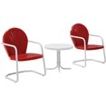 thumbnail image 2 of Griffith 3Pc Outdoor Metal Armchair Set Bright Red Gloss/White Satin - Side Table & 2 Chairs, 2 of 5