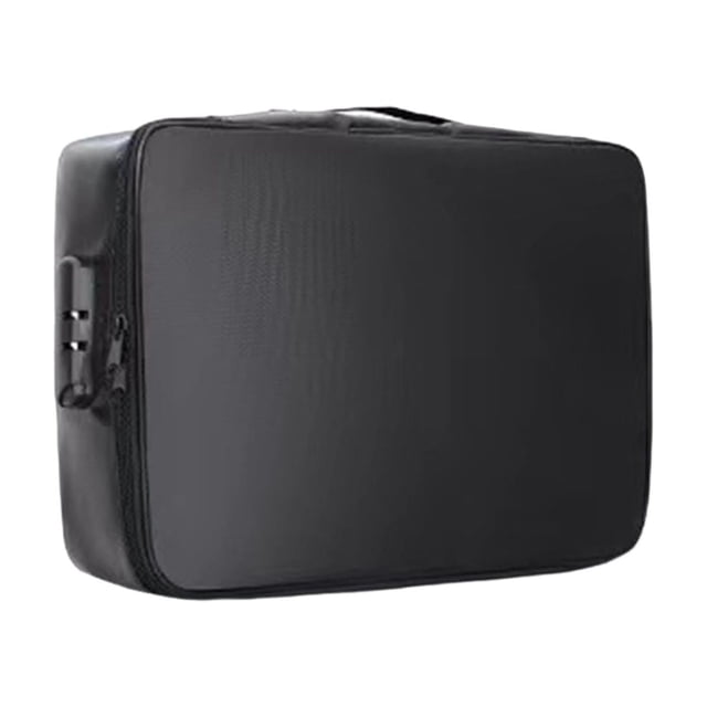 Fireproof Document Bag Travel File Bag Safety Organizer 3 Layer Document Bag for Black with lock
