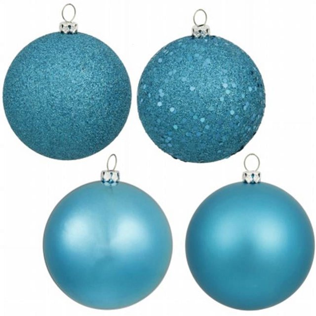 Vickerman N590812 3 in. Turquoise 4 Finish Ornament Asst 16-Box