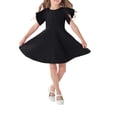 thumbnail image 2 of NJDVHB Robe d'Été pour Tout-Petit, Robe de Plage pour Fillette, Robe de Fête pour Fille, Robe Décontractée Unie à Manches Courtes pour Fille, Noir, 100, 2 of 5