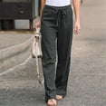 thumbnail image 1 of LSLJS Mode Femmes Couleur Unie Ceintures en Lin Droites Décontractées Pantalons Longs Pantalons, Pantalons de Survêtement pour Femmes, 1 of 4
