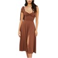 thumbnail image 2 of Pisexur Robe Mi-Mollet Sans Manches à Col en V pour Femme, Col en V Sans Manches, Couleur, à la Mode, Nouvelle, Décontractée, Taille Haute, Tenue pour Femmes, 2 of 4