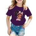 thumbnail image 1 of PMVFHDE Hauts d'Été pour Filles Hauts pour Fille Hauts d'Été pour Fille T-Shirts d'Été Tendance pour Fille T-Shirts Graphiques pour Filles T-Shirts Graphiques pour Enfant T-Shirt Graphique à Col Rond à Manches Courtes pour Fille T-Shirt d'Été Violet, 7-8 Ans, 1 of 5