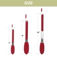 thumbnail image 3 of Unique Bargains Kitchen Tong Set Silicone Tips Stainless Steel Cooking Tongs 3Pcs Burgundy, 3 of 8