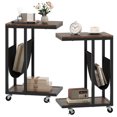 thumbnail image 1 of Costway 2 PCS C-shaped Side Table 2-tier Sofa Couch Table with Canvas Storage Pouch Brown, 1 of 2