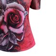 thumbnail image 4 of EGNMCR T-Shirts pour Femmes Chemisier Tunique à Manches Courtes à Col en V Ample Imprimé Floral Brisé pour Femmes Hauts, 4 of 5