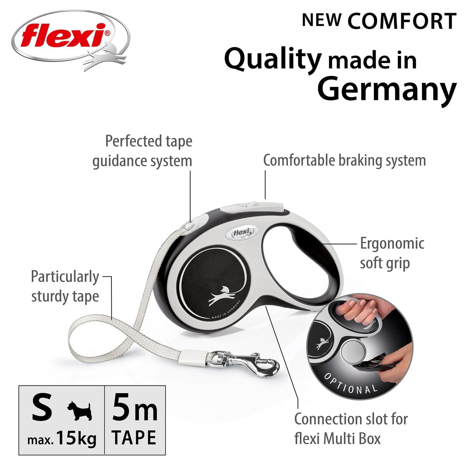 Flexi New Comfort Laisse à Ruban Rétractable pour Chien