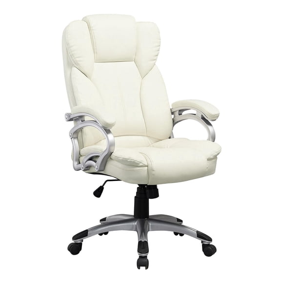 CorLiving Leon Faux Leather PU Fabric Upholstered Adjustable Height Lumbar Support Tilting Executive Adult Office Chair