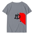 thumbnail image 2 of Chandails Mignons pour Couples Assortis Imprimé Cœur de la Saint-Valentin Mode Manches Courtes Décontracté Col Rond T-Shirt Ample Confortable Confortable Doux Tenue de Vacances pour Lui et Elle Vêtements Gris TTTG, 2 of 6