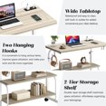 thumbnail image 4 of Soges Bureau d'Ordinateur Réglable en Hauteur de 31,5 Pouces avec Station de Recharge, Table d'Appoint Réglable Bureau Mobile pour Portable avec 2 Étagères de Rangement, Bureau Réglable sur Roulettes pour Bureau à Domicile, Sofa, Lit, Érable, 4 of 9
