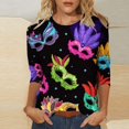 thumbnail image 2 of Outfmvch Chemises Mardi Gras pour Femmes, Manches 3/4 Hauts pour Femmes, Tenue Mardi Gras pour Femmes, Blouses pour Femmes, Hauts d'Entraînement pour Femmes, Tunique Graphique de Carnaval Manches 3/4 Col Rond Blouse Gris Foncé m, 2 of 5
