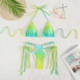 thumbnail image 3 of Maillots de Bain Trois Pièces pour Femmes, Bikini Triangle à Dos Nu Imprimé avec Paréo, 3 of 4