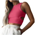 thumbnail image 1 of Yuyuzo Crop Tank Tops for Women Crew Neck Ribbed Knit Solid Color Slim Fitted Athletic Going Put Tops, 1 of 7