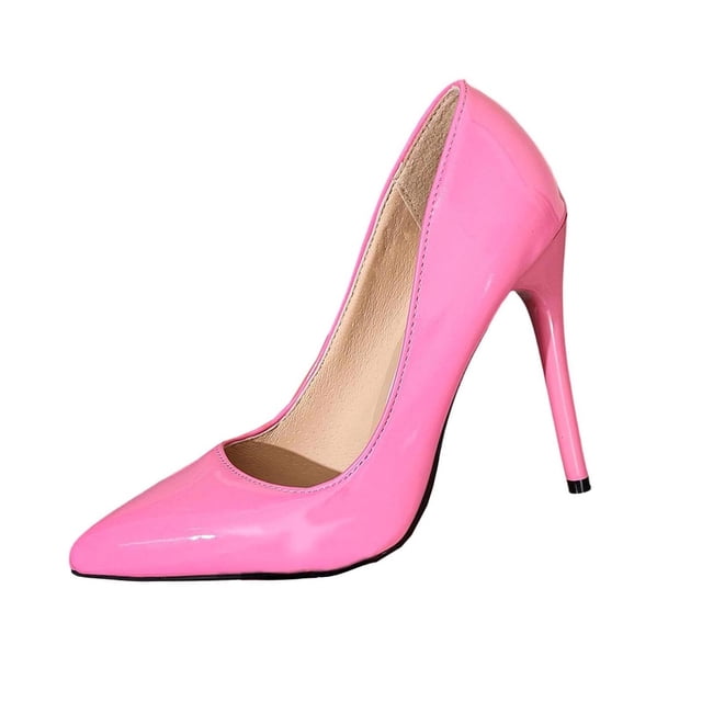WLOELOEW Casual Slip On Pumps For Women With High Heel Pointed Toe Style For Everyday Use Us Size 7.5 Color Pink