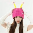 thumbnail image 4 of XZNGL Frog Eye Knit Hat with Light-Up Antennas, Cotton Beanie for Outdoor Wear, Retractable Flashing Eyes, Unisex Cold Weather Accessory for Street Use, 4 of 5