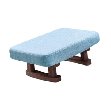 veasfak Foot Rest with Wooden Legs Rectangle Short Step Stool for Bedroom Hotel Dorm Light Blue