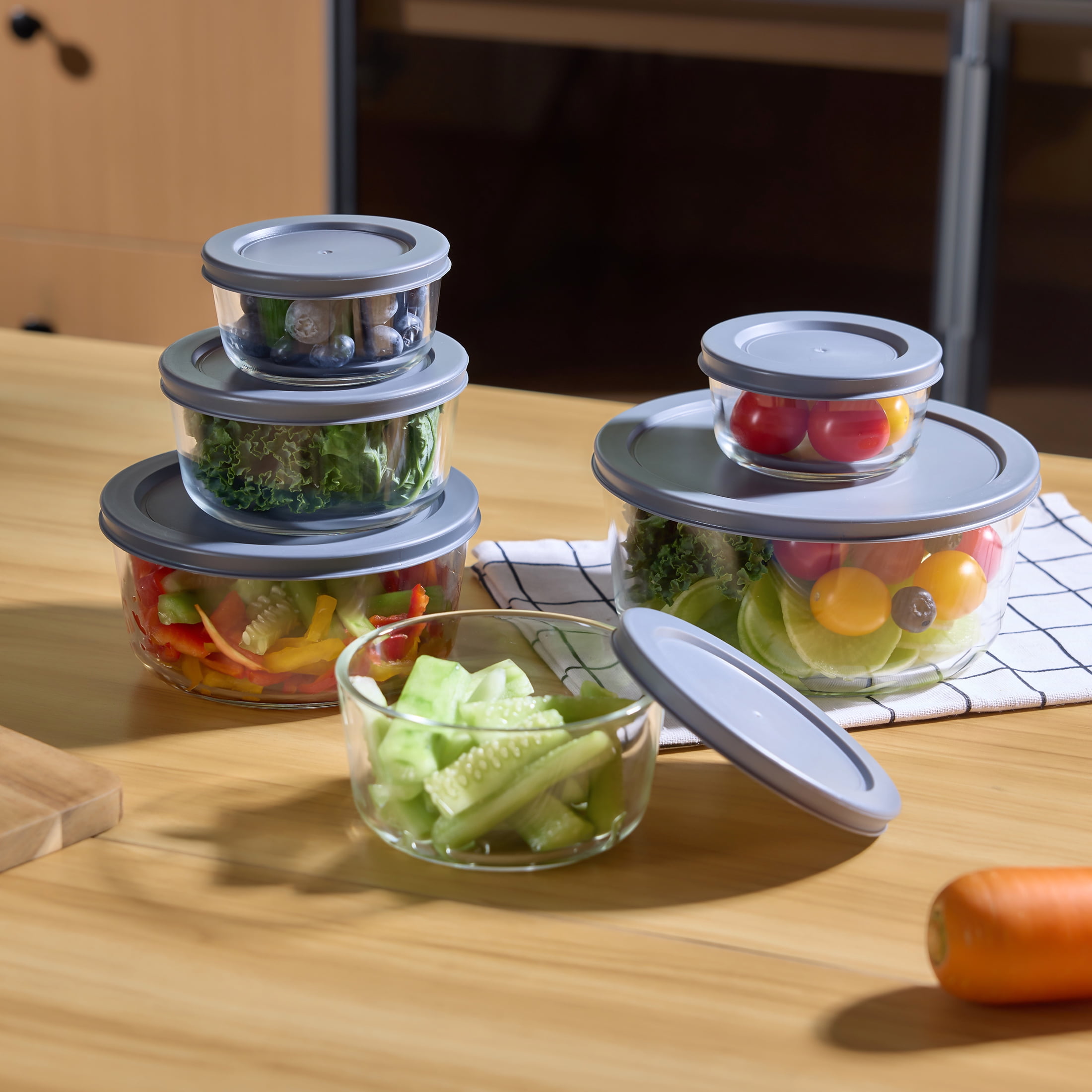 Mainstays 6 pcs Set Round Glass Food Storage Container