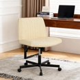 thumbnail image 2 of FDW Chaise Croisée, Roues Assise en Tailleur Bureau Moderne Pivotante Hauteur Réglable Siège Grand Tâche Informatique Confortable Tissu Sans Accoudoirs, Beige, 2 of 7