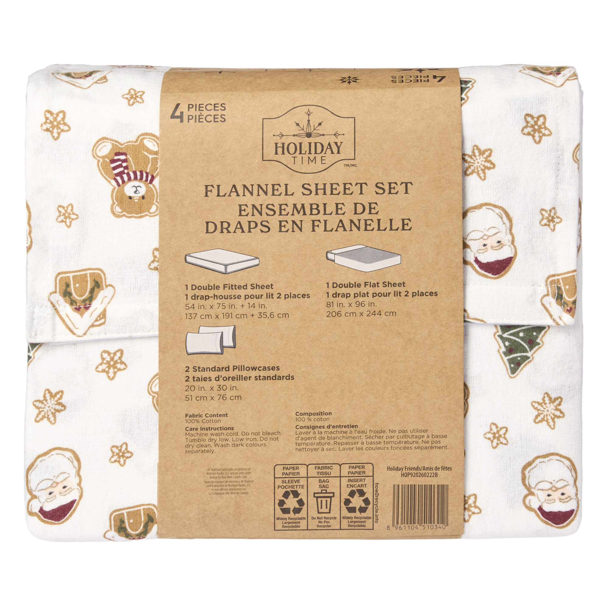 Holiday Time Twin Flannel Sheet Set